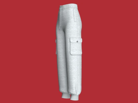 Girls Utility Joggers With Melange 3D Model