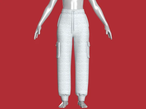 Girls Utility Joggers With Melange 3D Model