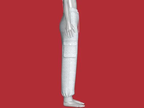 Girls Utility Joggers With Melange 3D Model