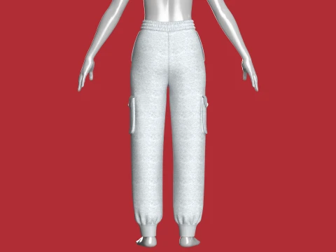 Girls Utility Joggers With Melange 3D Model