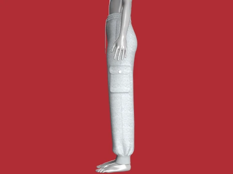 Girls Utility Joggers With Melange 3D Model