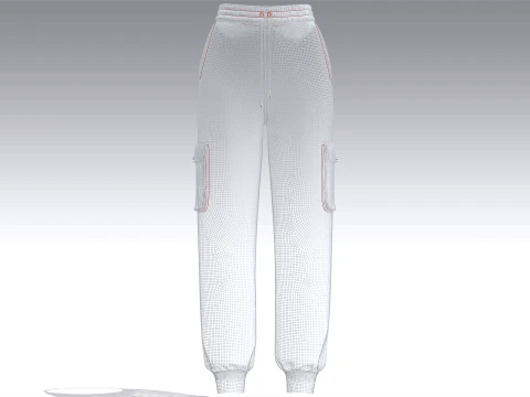 Girls Utility Joggers With Melange 3D Model