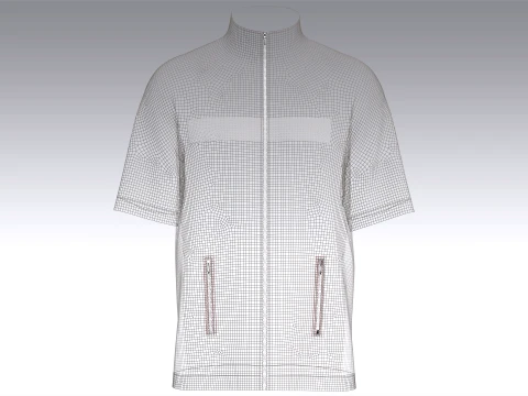 Men Letter Printed Zip-Up Jacket 3D Model