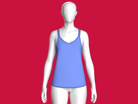 Girls Blue V-Neck Camisole Top 3D Model