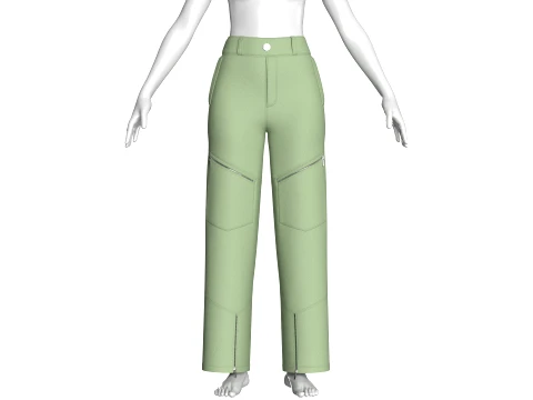 Girls Zip-Detail Cargo Pant 3D Model