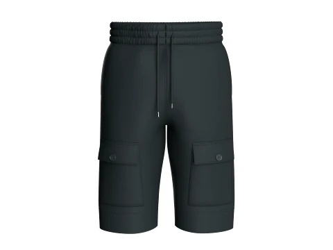 Men Elastic Waist Drawstring Shorts With Pockets 3D Model
