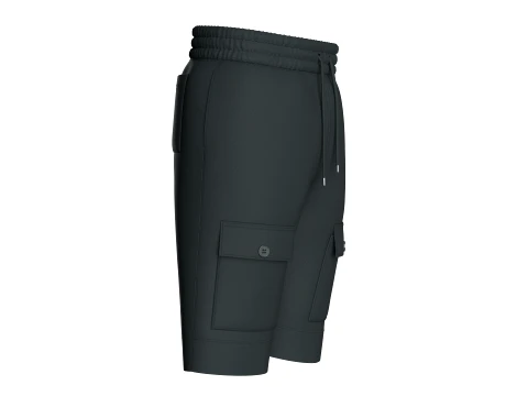 Men Elastic Waist Drawstring Shorts With Pockets 3D Model