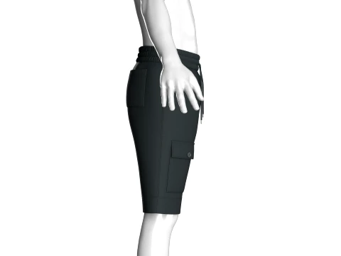 Men Elastic Waist Drawstring Shorts With Pockets 3D Model