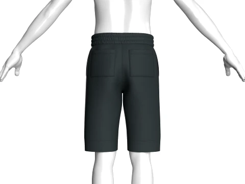 Men Elastic Waist Drawstring Shorts With Pockets 3D Model