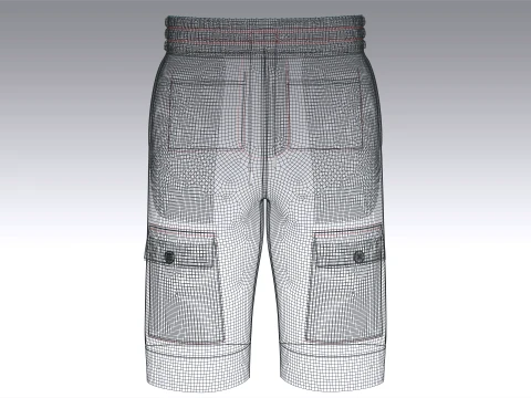Men Elastic Waist Drawstring Shorts With Pockets 3D Model