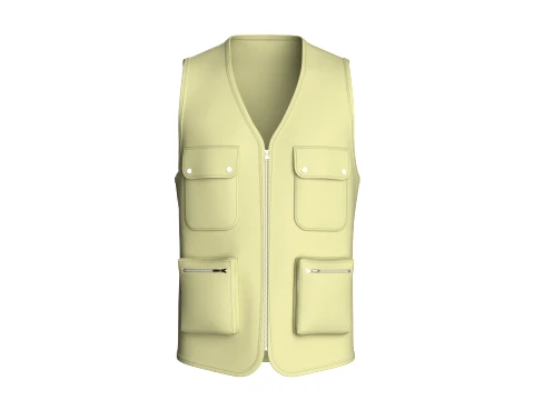 Rompi Zip-Up Pria Dengan Saku Depan Model 3D
