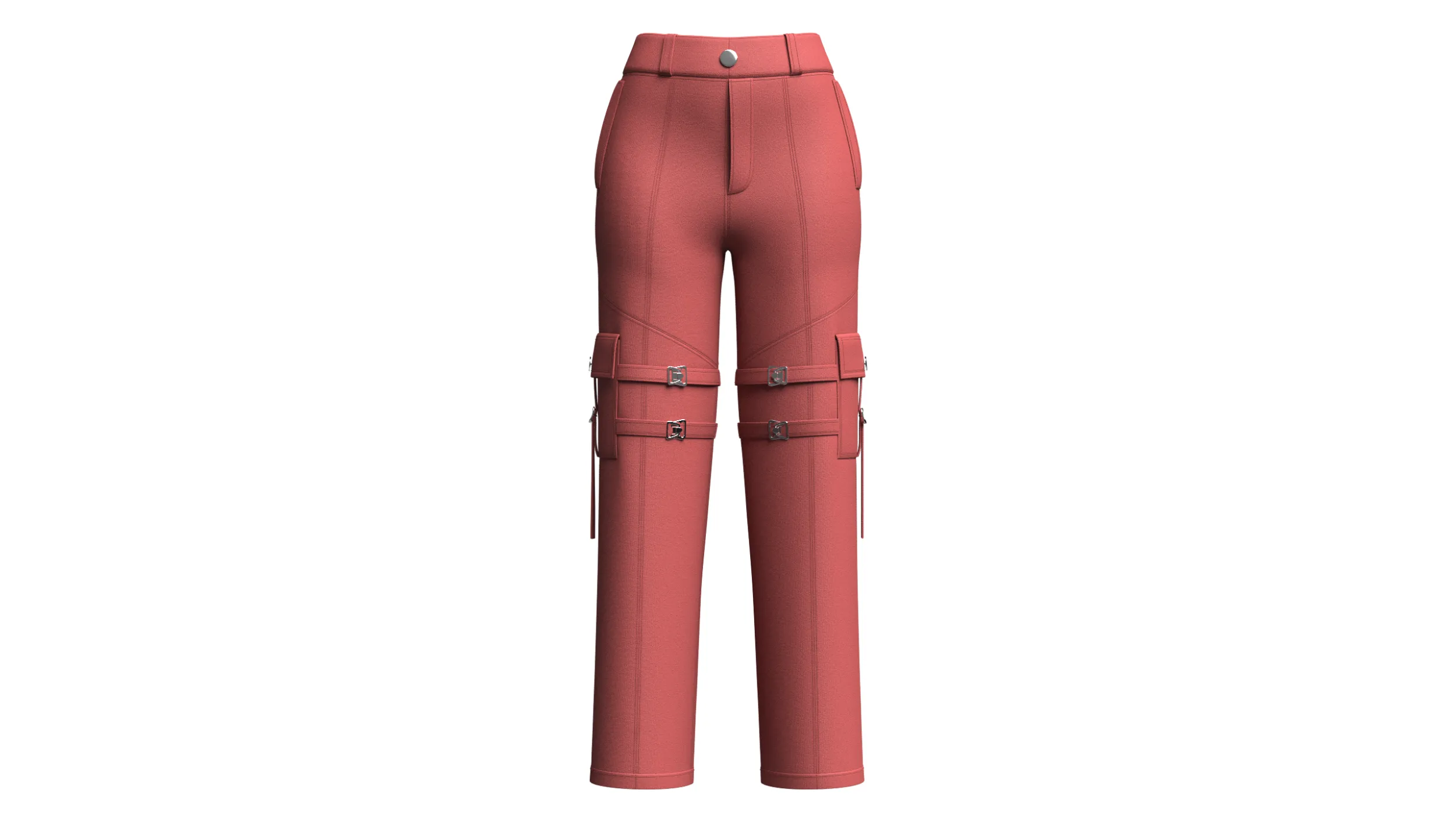 Girls Buckle-Strapped Pocket Cargo Pant 3D Model .c4d .max .obj .3ds .fbx .stl .blend 