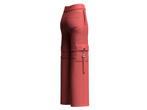 Girls Buckle-Strapped Pocket Cargo Pant 3D Model