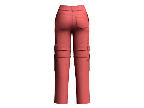 Girls Buckle-Strapped Pocket Cargo Pant 3D Model