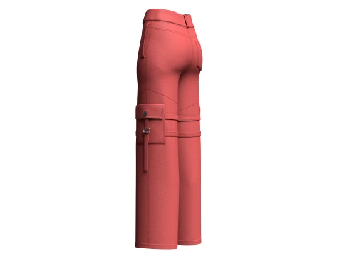 Girls Buckle-Strapped Pocket Cargo Pant 3D Model