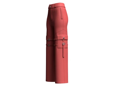 Girls Buckle-Strapped Pocket Cargo Pant 3D Model