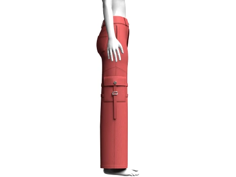 Girls Buckle-Strapped Pocket Cargo Pant 3D Model
