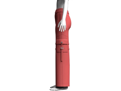 Girls Buckle-Strapped Pocket Cargo Pant 3D Model