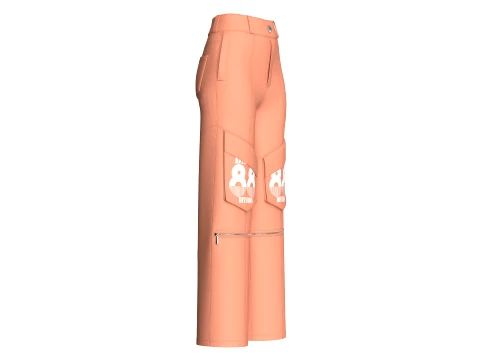 Girls Zip-Off Cargo Pant With Printed Pocket 3D Model