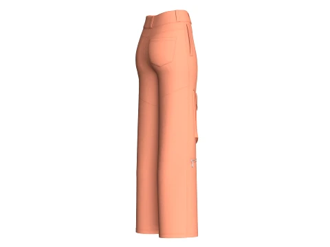 Girls Zip-Off Cargo Pant With Printed Pocket 3D Model