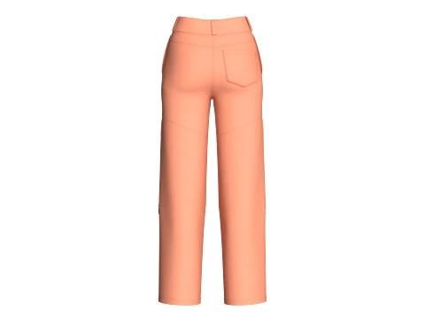 Girls Zip-Off Cargo Pant With Printed Pocket 3D Model