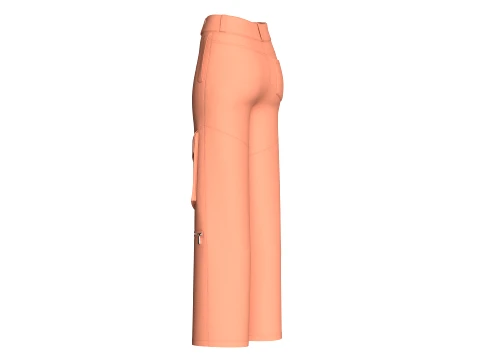 Girls Zip-Off Cargo Pant With Printed Pocket 3D Model