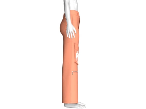 Girls Zip-Off Cargo Pant With Printed Pocket 3D Model