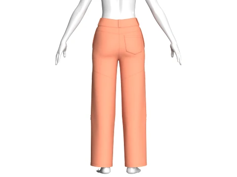 Girls Zip-Off Cargo Pant With Printed Pocket 3D Model