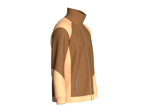 Men Color-Blocked Zip Up Jacket 3D Model