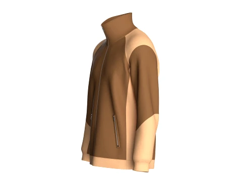 Men Color-Blocked Zip Up Jacket 3D Model