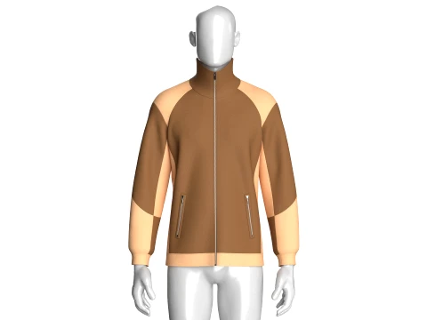 Men Color-Blocked Zip Up Jacket 3D Model