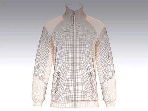 Men Color-Blocked Zip Up Jacket 3D Model