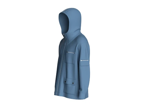 Men Multi-Pocket Hooded Jacket 3D Model
