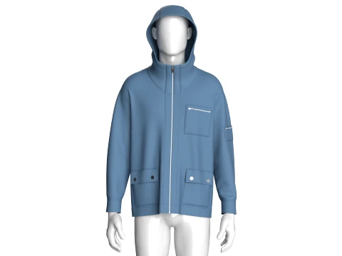Men Multi-Pocket Hooded Jacket 3D Model