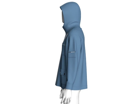 Men Multi-Pocket Hooded Jacket 3D Model
