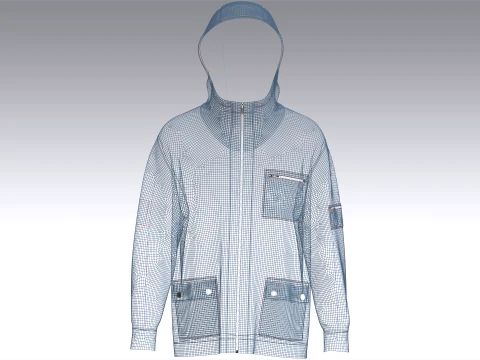 Men Multi-Pocket Hooded Jacket 3D Model