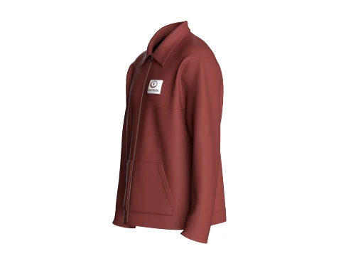 Men Zip-Up Collared Jacket 3D Model