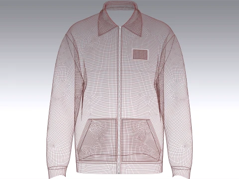 Men Zip-Up Collared Jacket 3D Model