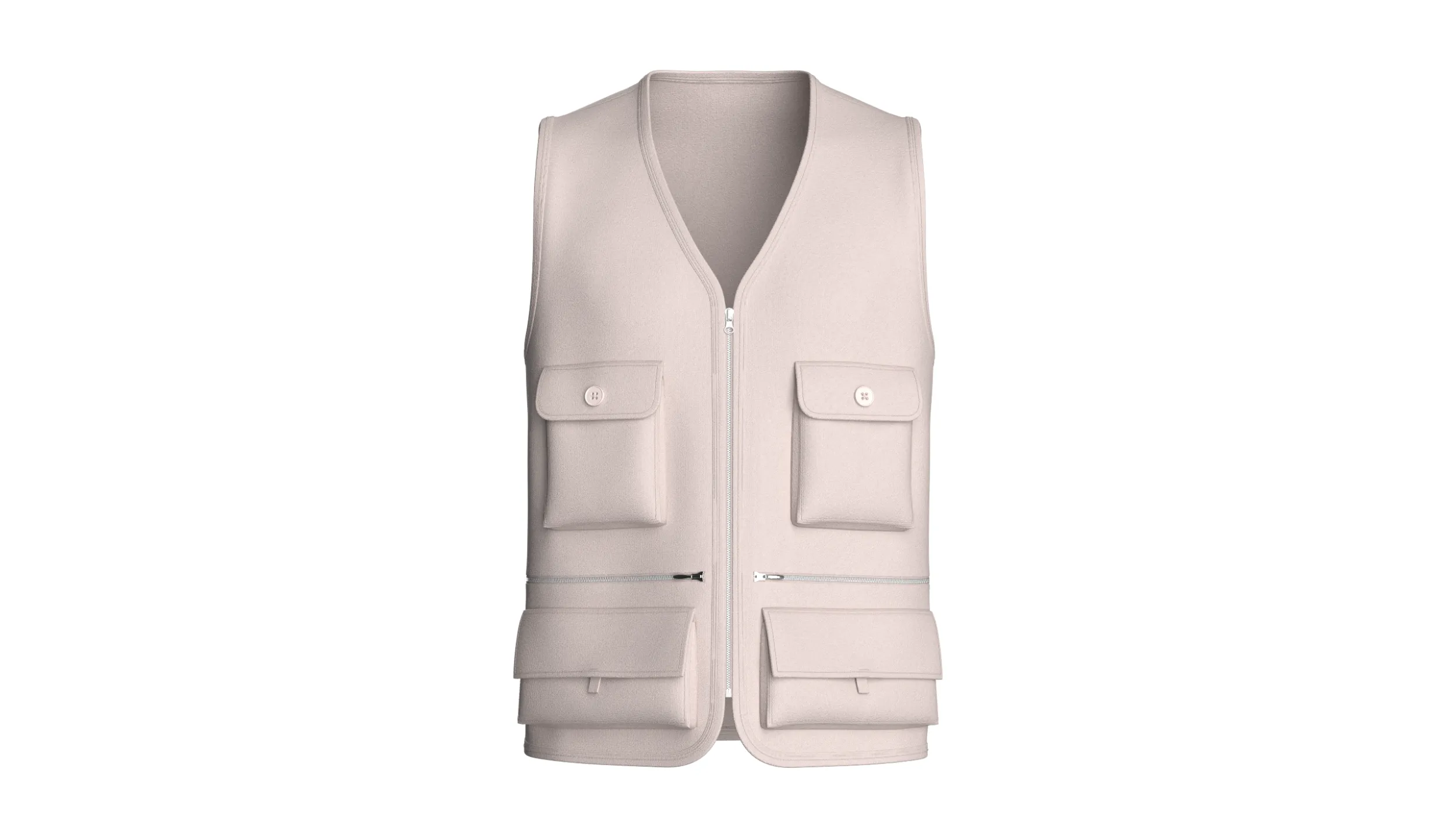 Men Zip-Up Vest With Cargo Pockets 3D Model .c4d .max .obj .3ds .fbx .stl .blend 