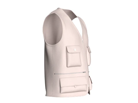 Men Zip-Up Vest With Cargo Pockets 3D Model