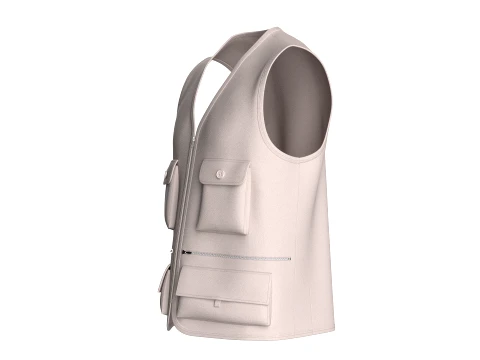 Men Zip-Up Vest With Cargo Pockets 3D Model