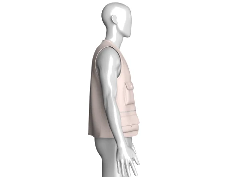 Men Zip-Up Vest With Cargo Pockets 3D Model