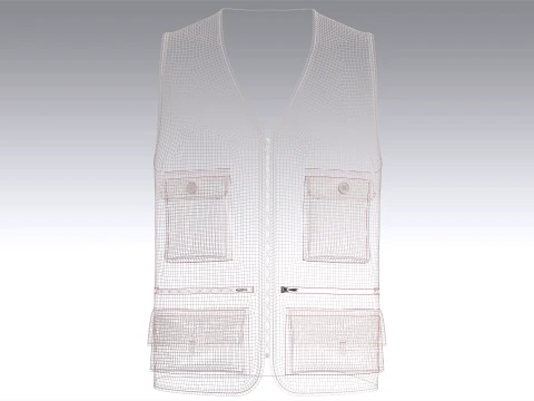 Men Zip-Up Vest With Cargo Pockets 3D Model