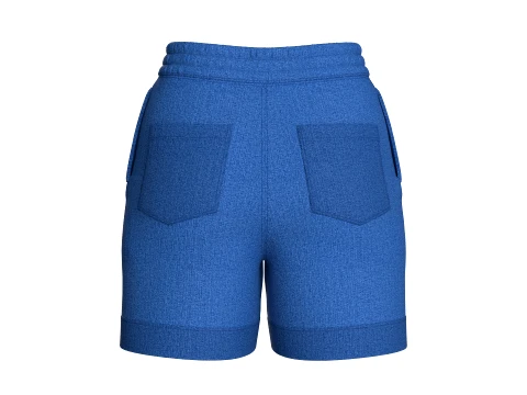 Girls High-Waisted Drawstring Denim Shorts 3D Model