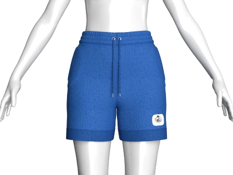 Girls High-Waisted Drawstring Denim Shorts 3D Model