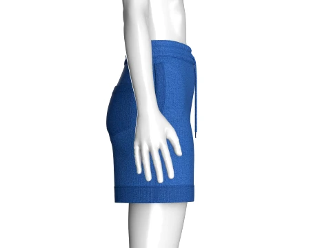 Girls High-Waisted Drawstring Denim Shorts 3D Model