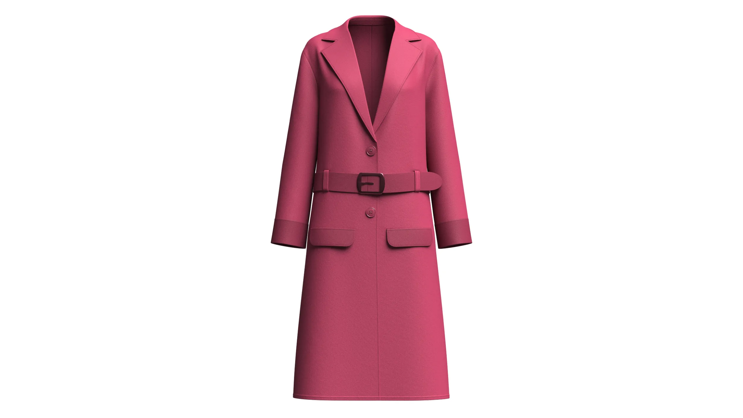 Girls Long Coat With Belt 3D Model .c4d .max .obj .3ds .fbx .stl .blend 