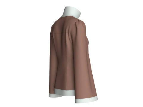 Girls Zip-Up High Neck Jacket With Patch 3D Model