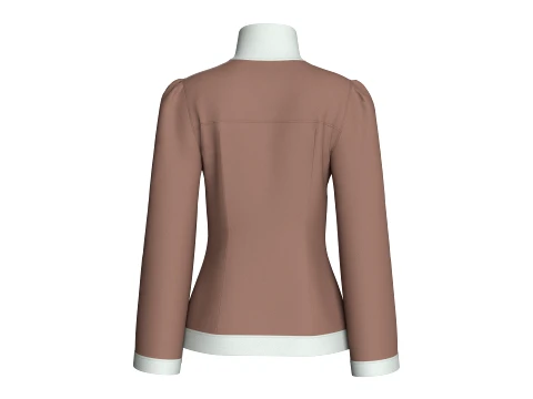 Girls Zip-Up High Neck Jacket With Patch 3D Model