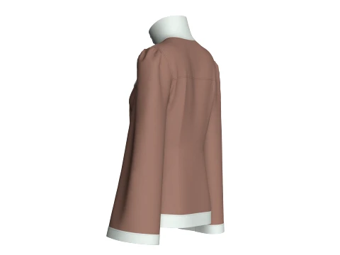 Girls Zip-Up High Neck Jacket With Patch 3D Model